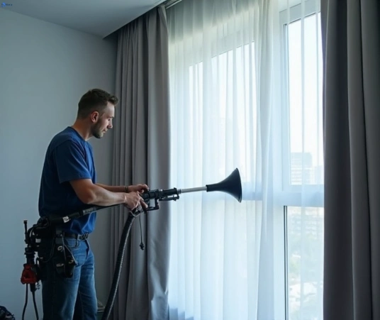 Professional curtain steam cleaning process equipment Matty Curtain Cleaning east-killara-nsw